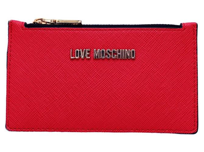 Love Moschino Moschino Love Tela Vermelha w. Porta-cartões com logotipo, carteira de bolso e porta-moedas Vermelho Algodão  ref.1154809